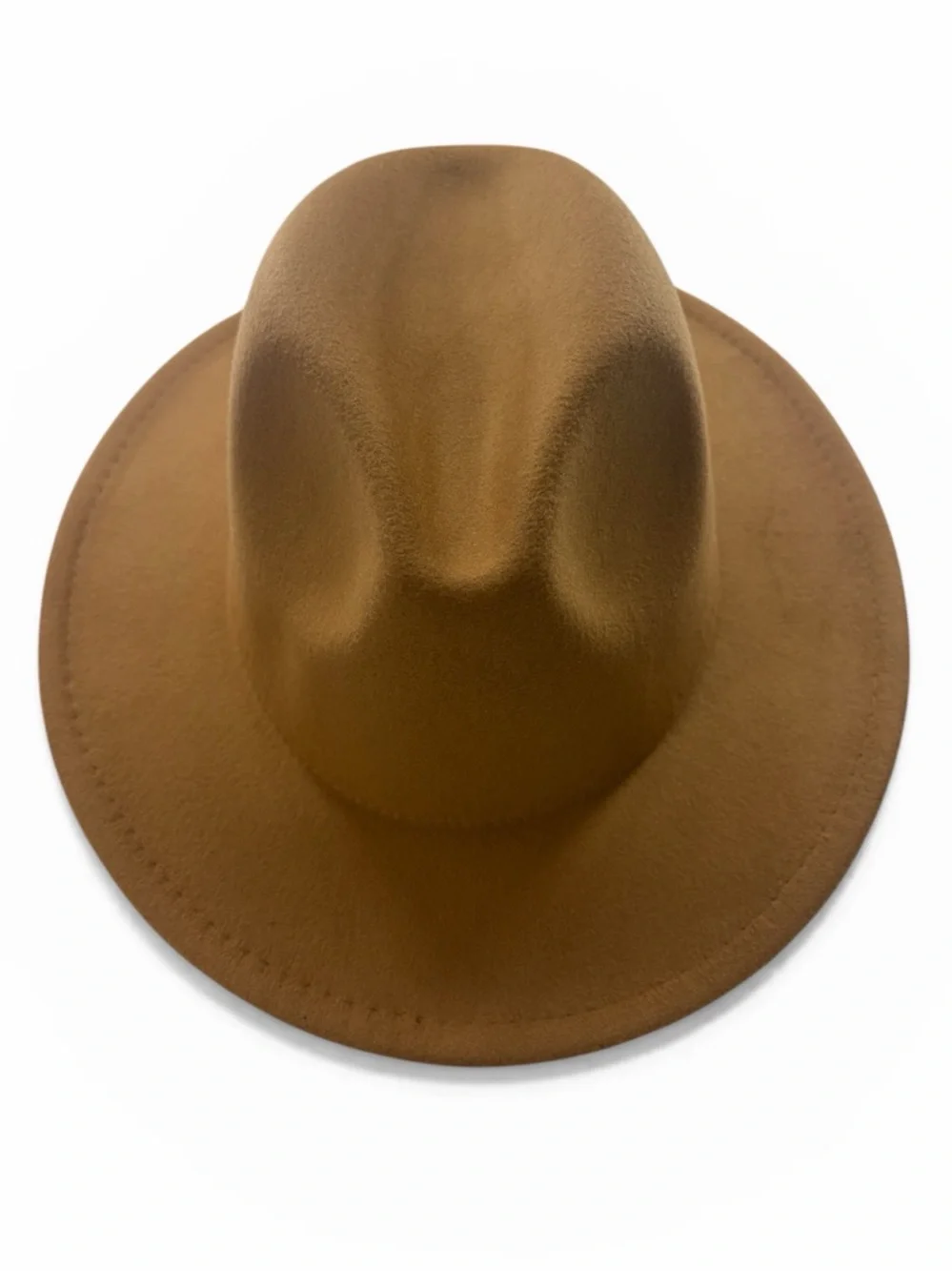 Women’s wide brim Beige, Brown Felt Fedora Hat, Mountian hat, OS - Picture 6 of 6